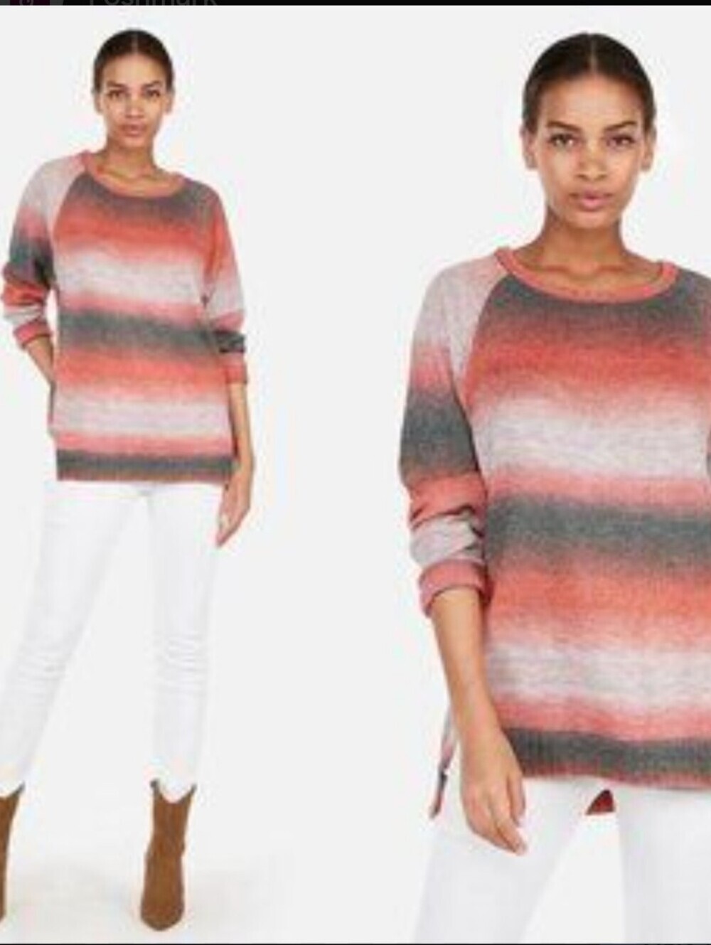 EXPRESS Ombre Pink Grey Striped Sweater Size XSmall